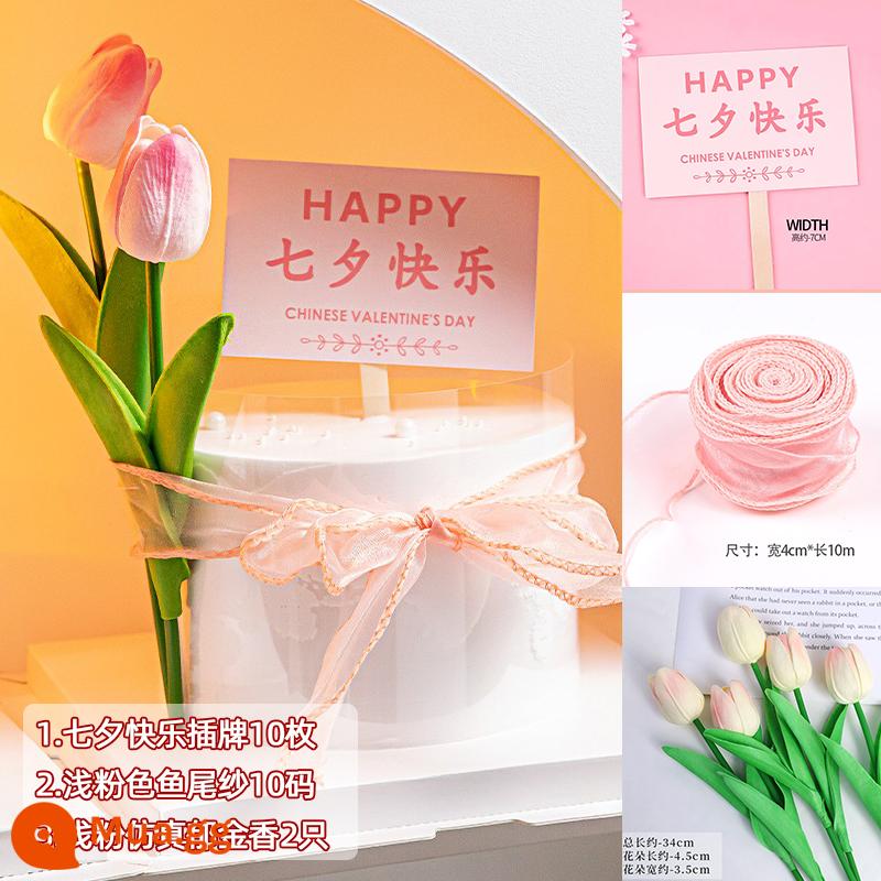 38 Ngày Phụ Nữ Tulip Mô Phỏng Hoa Hoa Hồng Trang Trí Bánh Cắm Ruy Băng Lưới Xung Quanh Lễ Hội Nữ Thần Ngày 8 Tháng 3 - Bữa ăn vui vẻ ngày lễ tình nhân Violet Trung Quốc 1