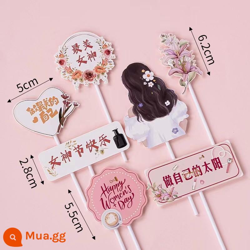 38 ngày phụ nữ trang trí bánh cupcake cắm thẻ đường cong nến bánh quy tình yêu 38 thiệp lễ hội nữ thần - Bộ thiệp ngày nữ thần loại B 10 bộ