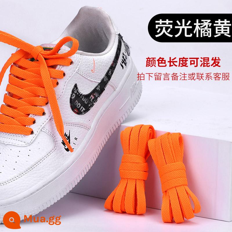 Dây giày Lexiang phù hợp với giày bóng rổ nam nike Nike aj1 dây buộc dây giày phẳng màu đen và trắng xanh đỏ be cho nữ - Cam huỳnh quang 1 cặp [Mua 1 tặng 1] ♥ Thay thế miễn phí trong một năm