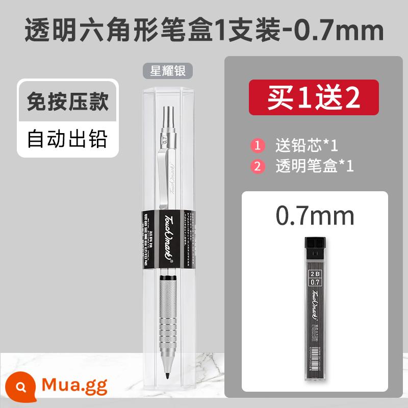 Touchmark kim loại tự động vẽ và vẽ bút chì đặc biệt 0,3/0,5/0,7mm trọng tâm thấp chuyên nghiệp bút tự động lõi liên tục vẽ tay hoạt động nghệ thuật phác thảo bút chì 2b - [Loại không cần nhấn ⭐ công nghệ lõi] Lõi chì Star Silver 0,7+2B