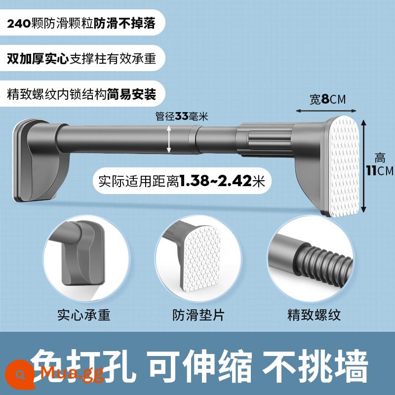 Móc treo quần áo có thể thu vào không cần đục lỗ móc giá treo tường phía sau nhà bếp móc treo quần áo bằng thép không gỉ tủ quần áo nhiều lớp hiện vật - [Đường kính ống màu xám 33] Thích hợp cho khoảng cách tường 1,3 ~ 2,5m