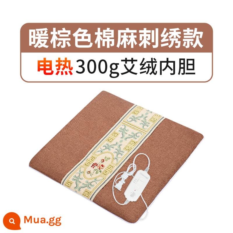 Làm nóng bằng điện moxa nhung đệm ghế phân mông đệm văn phòng sinh viên nữ ít vận động moxa moxa sưởi ấm mông moxibustion - Tranh thêu vải lanh và cotton màu nâu ấm 320g (sưởi điện)