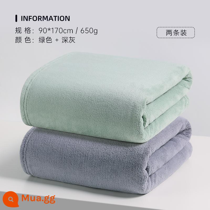 Khăn tắm Jieliya Nhà nữ Mùa đông người lớn hơn cotton cotton hấp thụ nước 2022 Mô hình cặp đôi mới Một cặp khăn bọc khăn - Xám đậm + xanh lục [90*170cm|Siêu dày 650g]