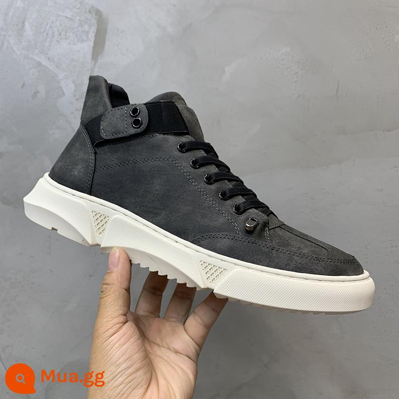 Giày Nam Mùa Thu 2022 Giày Da Mới Hợp Thời Trang Giày Sneakers Nam Giày Ống Cao Giày Lưới Màu Đỏ Phong Cách Thời Trang Nam - giày màu xám