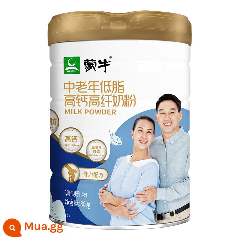 Mengniu trung niên và người già sữa bột canxi cao 800g thực phẩm dinh dưỡng đóng hộp sữa bột dành cho người già gửi đến cha mẹ già bán hàng trực tiếp chính thức - Sữa bột ít béo, giàu canxi và nhiều chất xơ 800g