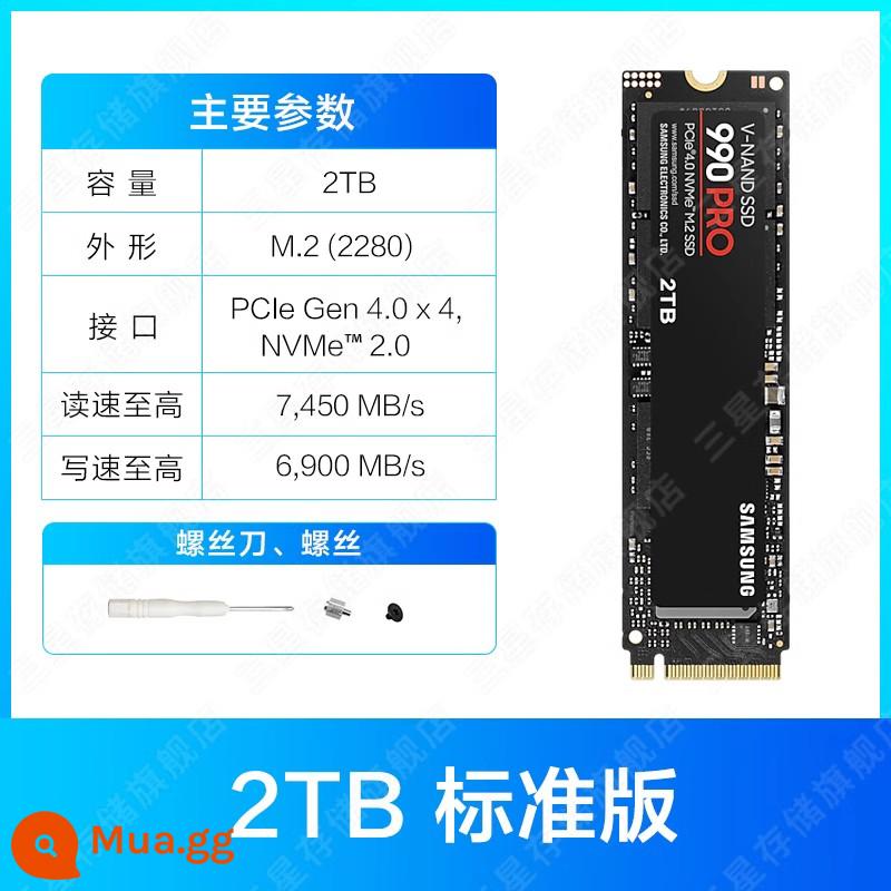 Ổ cứng thể rắn Samsung 990 PRO 2TB NVMe M.2 máy tính xách tay chơi game PS5 máy tính để bàn PCIe4.0SSD - Phiên bản tiêu chuẩn 2TB-