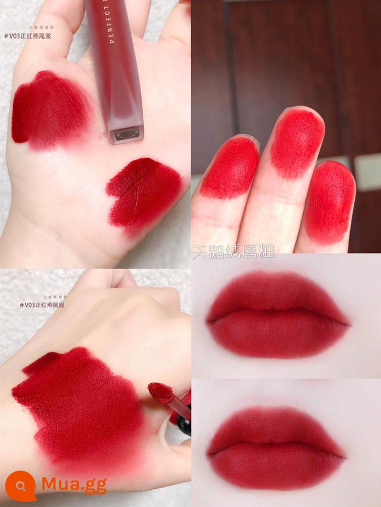 Perfect Diary Lip Glam Lip Velvet To Velvet Matte Matte 909 Thương Hiệu Lớn Chính Hãng V01 Mẫu Nữ Sinh - Velvet Lip Glaze V03#Red Tuxedo Sẵn sàng