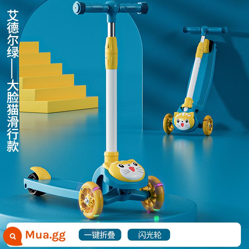 Xe trượt Scooter hoạt hình cho bé 1-3-6 tuổi 2 bé trai đạp bé có thể ngồi và đi cầu trượt xe yo-yo phong cách công chúa bé gái - Fini xanh + bánh xe lấp lánh + không có quà tặng