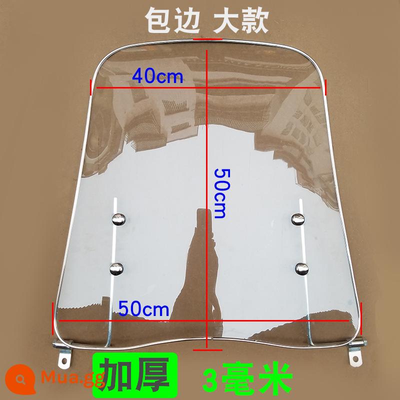 Kính chắn gió xe máy điện kính chắn gió trong suốt kính chắn gió xe điện kính chắn gió xe tay ga nam siêu trong - Model lớn với 3 cạnh cao su dày + vít tăng chiều cao