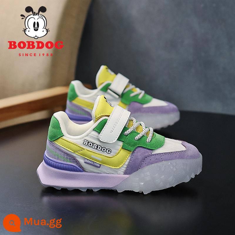 Bob Dou Bé Trai Giày Xuân Thu 2023 Mới Lưới Forrest Gump Giày Bé Trai Giày Lưới Giày Thể Thao Trẻ Em - Tím ZH-C610[mạng kép]