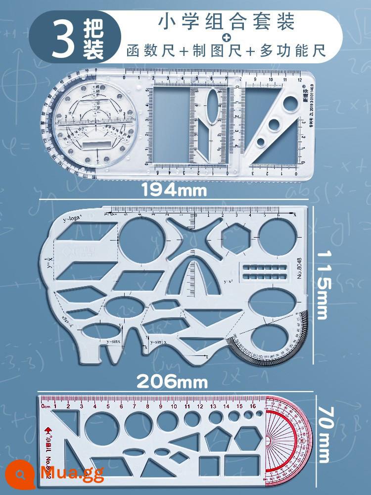Thước đa chức năng chức năng thước hình học thước đa năng công cụ vẽ sao chép tay mẫu báo thước vẽ thước vẽ thước thẳng thước tam giác văn phòng phẩm học sinh đồ dùng học tập bộ học sinh tiểu học đặc biệt dành cho học sinh trung học cơ sở - [Nâng cấp vật liệu] Bộ kết hợp học sinh tiểu học gồm 3 món - thước chức năng + thước soạn thảo + thước đa năng trong suốt