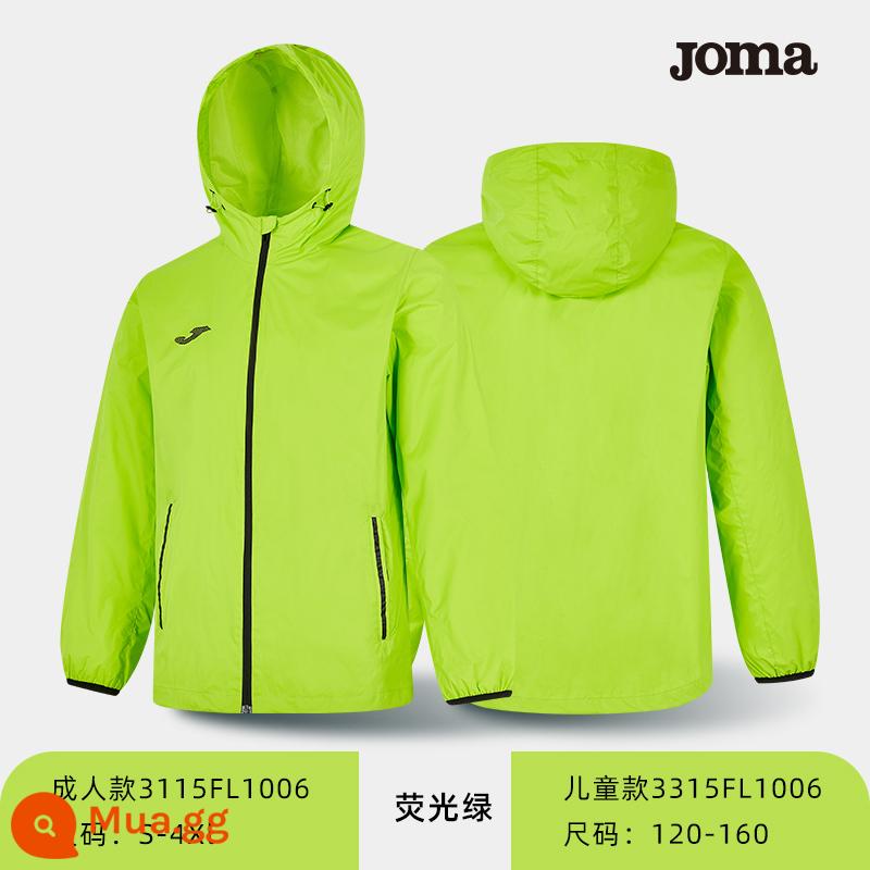 Joma Homer buộc tội các môn thể thao nam của nam giới mùa thu không thấm nước mưa mồ hôi mưa chạy bộ đồ đào tạo bóng đá trẻ em - màu xanh huỳnh quang