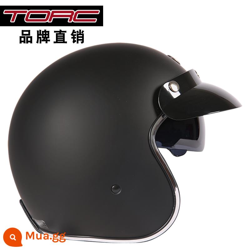 TORC đầu máy xe lửa Retro Mũ bảo hiểm nửa nam nữ mùa đông Mũ bảo hiểm Harley xe điện Mũ bảo hiểm 3C được chứng nhận cưỡi đầu màu xám - màu đen mờ