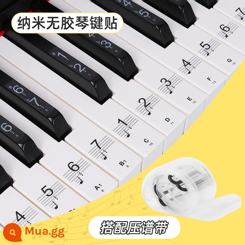 88/61/54 Key Children Piano Piano Điện tử Nhãn dán bàn phím mà không cần keo dán trong suốt Spectrum Spectrum - Miếng dán phím đàn piano không keo Nano + quà tặng + dây đeo áp lực 2cm