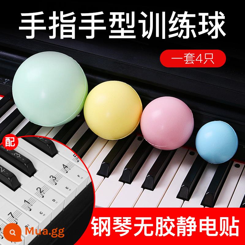 Dụng cụ sửa tay piano bóng tập đánh đàn luyện ngón tay luyện ngón linh hoạt bóng tập piano bóng luyện ngón - Một bộ (4 miếng) + miếng dán đàn piano không keo nano