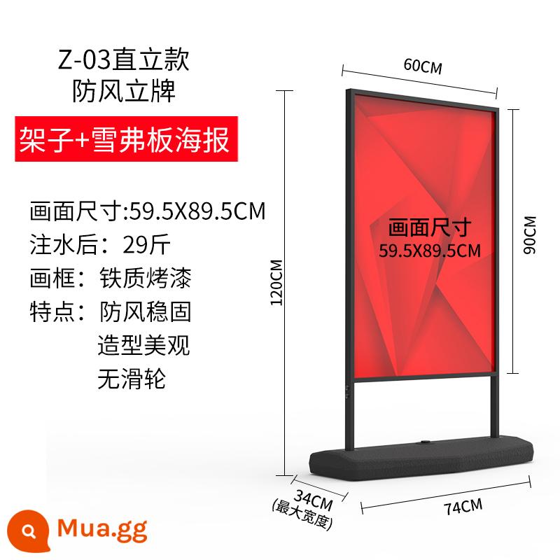 Biển quảng cáo chống gió ngoài trời hiển thị thẻ phun nước đứng áp phích đứng sàn đứng biển quảng cáo tuyển dụng quầy trưng bày quảng cáo - Chân đế thẳng đứng 60x90cm (đế + màn hình)