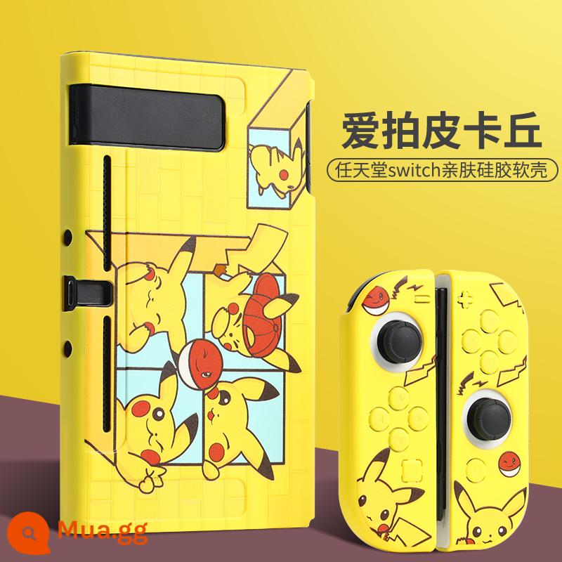 Pokémon Pikachu trọn bộ phụ kiện Ốp lưng bảo vệ Nintendo Switch Túi đựng Switchol vỏ cứng tay cầm màn hình oled Ốp lưng trong suốt silicone mềm hộp thẻ ns vòng tập thể dục hộp vỏ mềm hộp cassette - Gói nút chuyển đổi vỏ mềm "Thích bắn Pikachu" tặng kèm phim + mũ