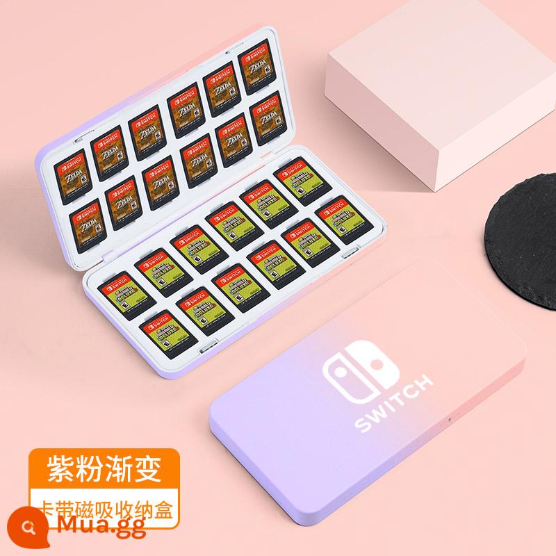 Hộp thẻ chuyển đổi Splatoon 3 Hộp lưu trữ băng cassette Nintendo Thẻ trò chơi Pokémon Zhuzi ns hút từ gói thẻ switcholed dung lượng lớn 24 tay áo bảo vệ gói phụ kiện thợ săn quái vật - Gói 24 miếng√Phong cách từ tính gradient màu tím và hồng nguyên bản