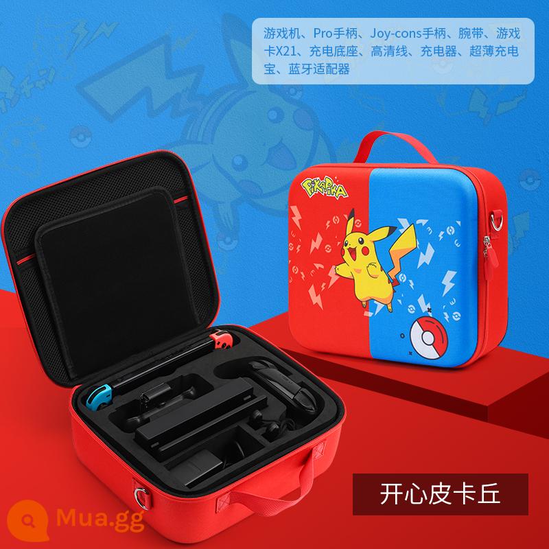 Pokémon Pikachu trọn bộ phụ kiện Ốp lưng bảo vệ Nintendo Switch Túi đựng Switchol vỏ cứng tay cầm màn hình oled Ốp lưng trong suốt silicone mềm hộp thẻ ns vòng tập thể dục hộp vỏ mềm hộp cassette - Oled trọn gói "Happy Pikachu" đi kèm phim + mũ