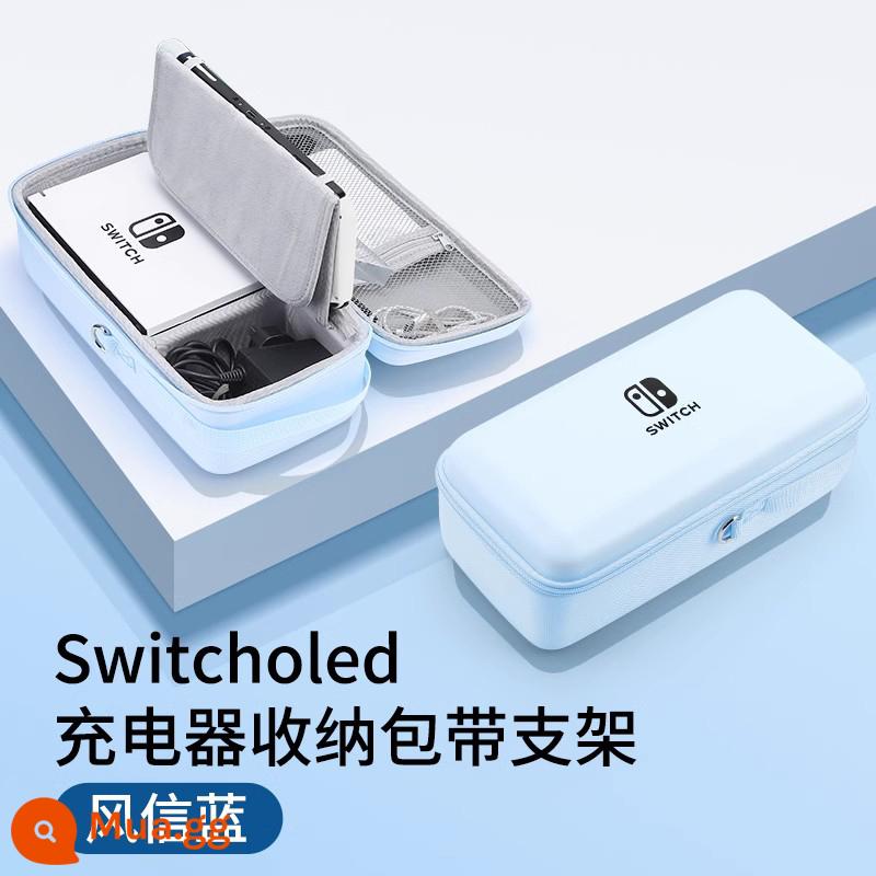 Túi lưu trữ switch chính thức Vỏ bảo vệ switcholed Hộp băng cassette Nintendo ns trọn bộ máy chơi game oled xách tay dung lượng lớn vỏ cứng hộp phụ kiện tay cầm switchlite - Túi đựng đồ Oled xanh lục bình [có thể đựng sạc + đế] tích hợp chân đế