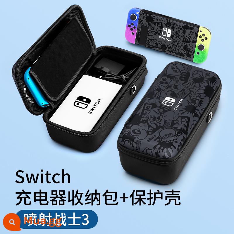 Túi lưu trữ switch chính thức Vỏ bảo vệ switcholed Hộp băng cassette Nintendo ns trọn bộ máy chơi game oled xách tay dung lượng lớn vỏ cứng hộp phụ kiện tay cầm switchlite - Túi đựng công tắc Hộp bảo vệ Splatoon 3+ [có thể đựng bộ sạc + đế] chân đế tích hợp