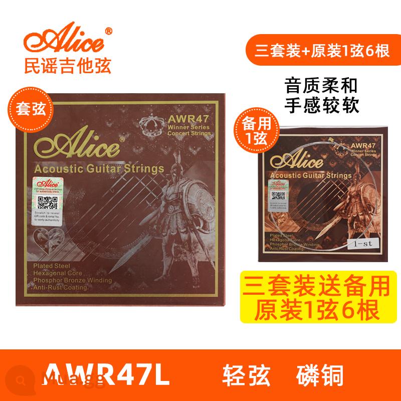 Alice Alice Dây Đàn Guitar Phosphor Đồng Dân Gian Dây Đàn Guitar Acoustic 1 Dây 1 Hyun Bộ 6 Phụ Kiện Xuân Dòng Trọn Bộ - AWR47L (12-53) ba bộ + 1 dây gốc và 6 dây