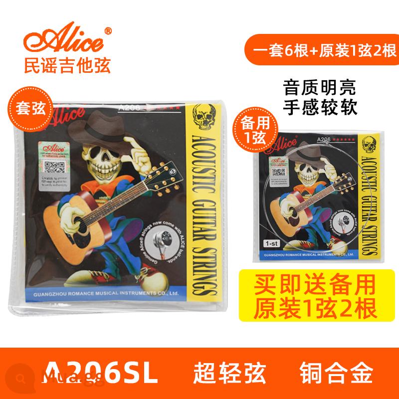 Alice Alice Dây Đàn Guitar Phosphor Đồng Dân Gian Dây Đàn Guitar Acoustic 1 Dây 1 Hyun Bộ 6 Phụ Kiện Xuân Dòng Trọn Bộ - Bộ A206SL (11-52) + 1 dây và 2 dây gốc