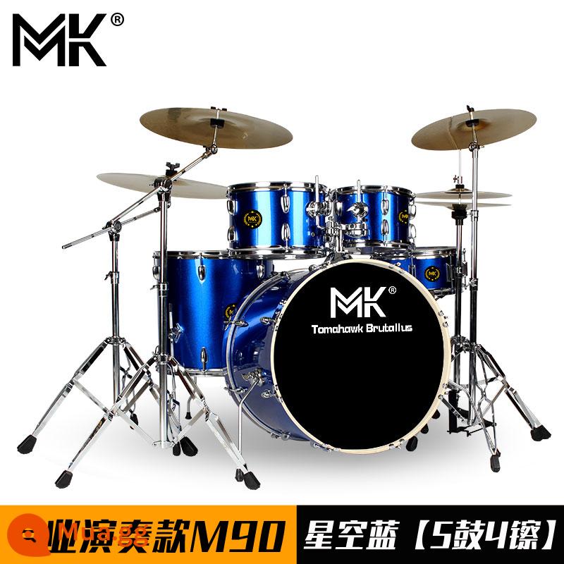 Bộ trống MK dành cho người lớn trẻ em tại nhà trống jazz 5 trống 234 鑔 cho người mới bắt đầu thực hành kiểm tra hiệu suất chuyên nghiệp - Mẫu biểu diễn chuyên nghiệp M90 Starry Sky Blue [5 trống và 4 đồng xu]