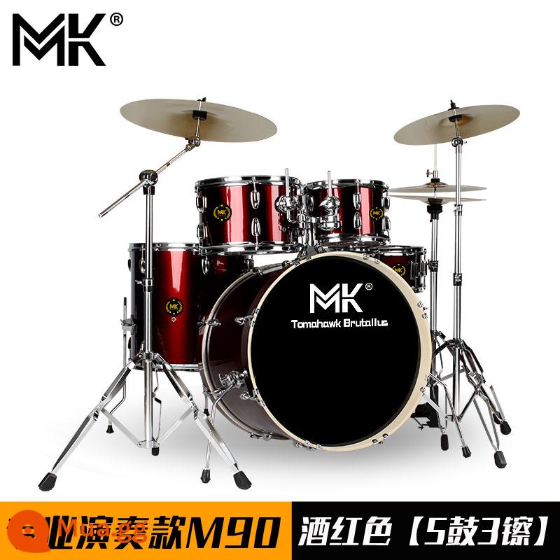 Bộ trống MK dành cho người lớn trẻ em tại nhà trống jazz 5 trống 234 鑔 cho người mới bắt đầu thực hành kiểm tra hiệu suất chuyên nghiệp - Mẫu biểu diễn chuyên nghiệp M90 màu đỏ tía [5 trống 3 xu]