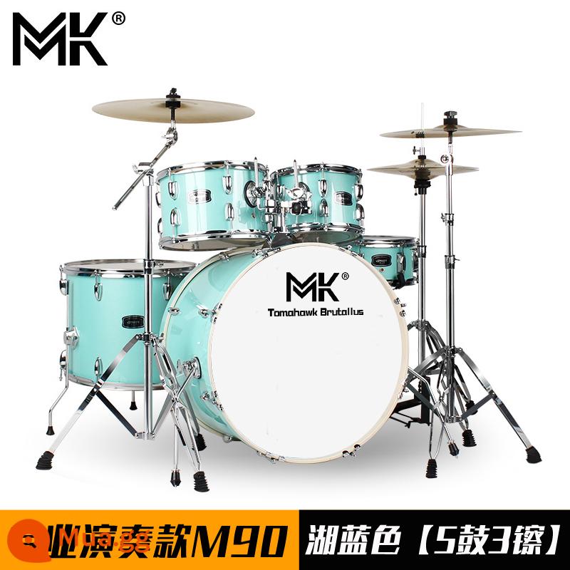 Bộ trống MK dành cho người lớn trẻ em tại nhà trống jazz 5 trống 234 鑔 cho người mới bắt đầu thực hành kiểm tra hiệu suất chuyên nghiệp - Mẫu biểu diễn chuyên nghiệp M90 hồ xanh [5 trống và 3 đồng xu]