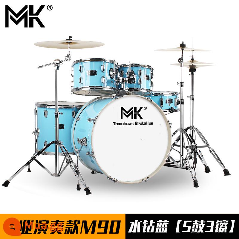 Bộ trống MK dành cho người lớn trẻ em tại nhà trống jazz 5 trống 234 鑔 cho người mới bắt đầu thực hành kiểm tra hiệu suất chuyên nghiệp - Mẫu trình diễn chuyên nghiệp M90 màu xanh kim cương giả [5 trống 3 vàng]