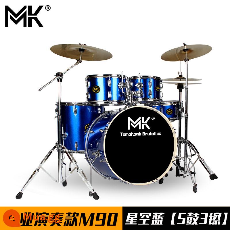 Bộ trống MK dành cho người lớn trẻ em tại nhà trống jazz 5 trống 234 鑔 cho người mới bắt đầu thực hành kiểm tra hiệu suất chuyên nghiệp - Mẫu biểu diễn chuyên nghiệp M90 Starry Sky Blue [5 trống và 3 đồng xu]