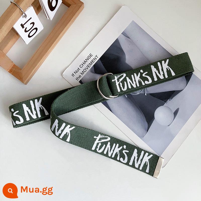 Thắt lưng vải canvas nữ thời trang phong cách Hàn Quốc Ins phong cách trang trí quần jeans mùa hè thường ngày không đục lỗ sinh viên thắt lưng đa năng - chữ màu xanh lá cây/hợp thời trang