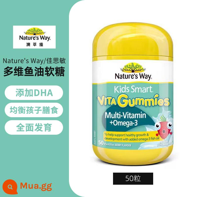 Kẹo dẻo Natures Way Jiasmin trẻ em bổ sung canxi kẽm đa vitamin VC cho bé 60 viên của Úc - màu xanh lợt