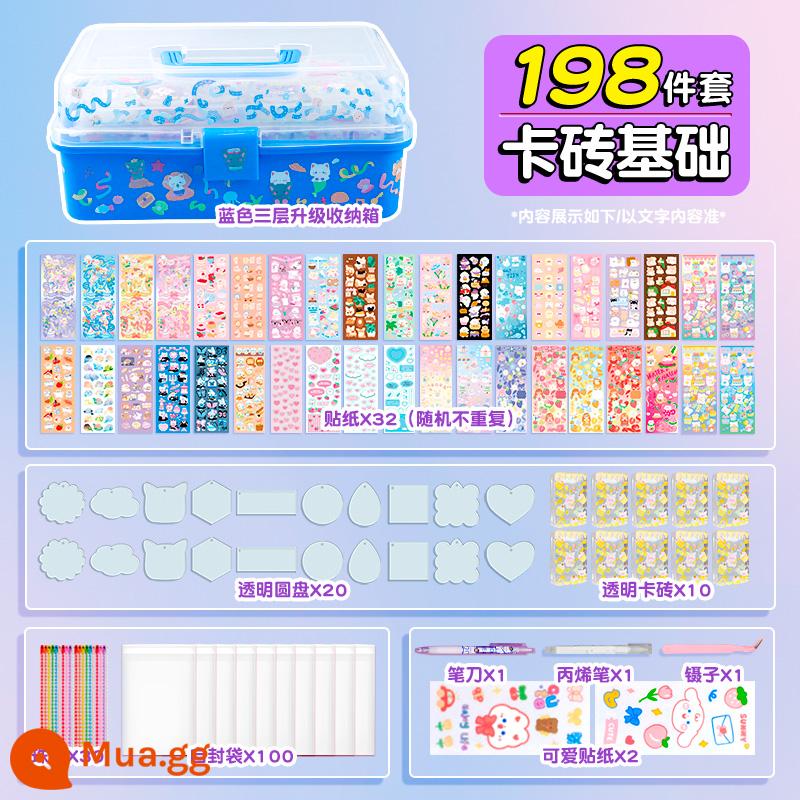 Quicksand Guka Brick Set Quicksand Guka Bricks Gula Brick Card Guka Kuka Mahjong Is Not Gu Gu Gu Bu Gu Gu Gu Gu Gu Ku Ku Card và Sticker Chuck Card Magnet cho Girls and Children - ⭐[Bộ cơ bản] Bộ gạch Guka (hộp đựng ba lớp màu xanh)