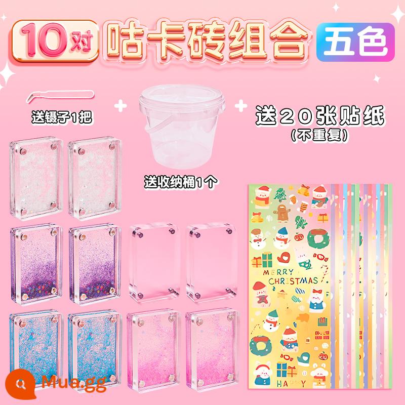 Quicksand Guka Brick Set Quicksand Guka Bricks Gula Brick Card Guka Kuka Mahjong Is Not Gu Gu Gu Bu Gu Gu Gu Gu Gu Ku Ku Card và Sticker Chuck Card Magnet cho Girls and Children - [Bộ 10 cặp gạch Guka (năm màu)] Tặng kèm 20 miếng dán + nhíp + hộp đựng