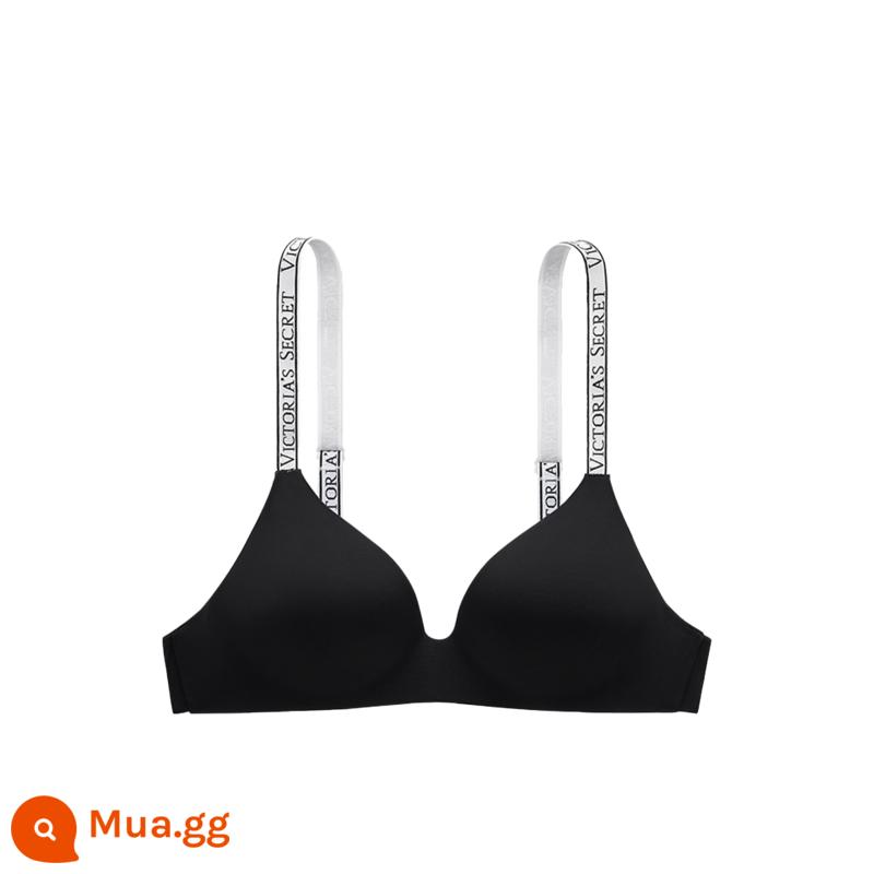 Thẳng xuống 188|Victoria's Secret Logo Letter Dây đeo vai Vú nhỏ tạo nên sự sexy lớn của Mỹ Đồ lót gợi cảm nữ phong cách mới - 54A2 đen mỏng không viền thép