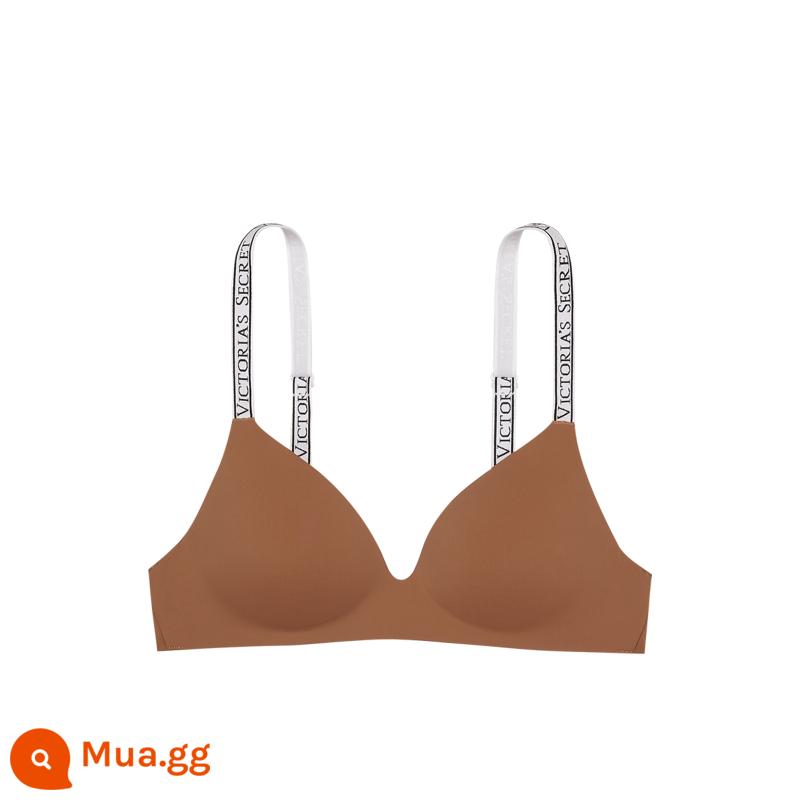 Thẳng xuống 188|Victoria's Secret Logo Letter Dây đeo vai Vú nhỏ tạo nên sự sexy lớn của Mỹ Đồ lót gợi cảm nữ phong cách mới - 2YSV màu nâu caramel mỏng không có vành thép