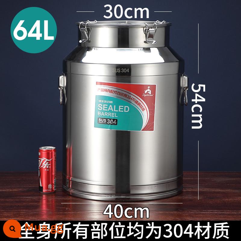 Thép không gỉ 304 kín thùng trà hộ gia đình có thể vận chuyển thùng dày ăn được dầu đậu phộng thùng sữa thùng rượu thùng dầu - Thép 304 64L 100kg dầu Φ40 * chiều cao 54cm