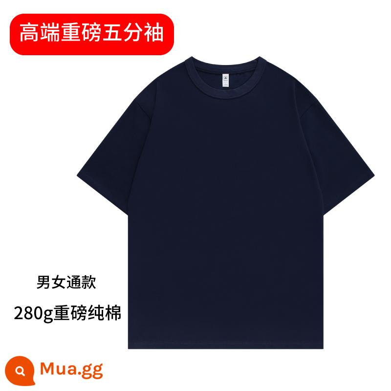 Lớp Dịch Vụ Tùy Chỉnh Áo Thun In Logo Cotton Công Sở Văn Hóa Quảng Cáo Áo Polo In Quần Áo Tự Làm Bạn Cùng Lớp Đoàn Tụ - ☆☆Thương hiệu thời thượng hạng nặng 280g cao cấp☆☆Xanh hải quân