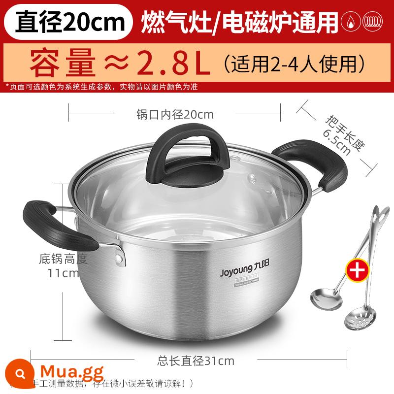 Cửu Dương Nồi Canh Hộ Gia Đình Inox 304 Đặc Sữa Nồi Đôi Tai Nồi Cháo Nồi Nấu Bằng Khí Cảm Ứng nồi Hầm - 20CM-Phiên bản dày [Mua thêm sẽ tặng bạn một rây súp]