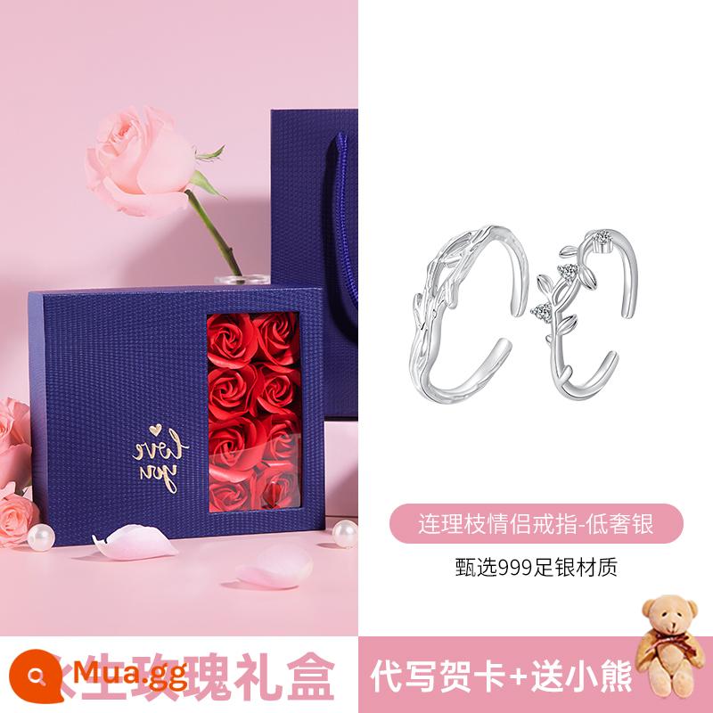 Lian Lizhi nhẫn đôi bạc 999 cặp nhẫn mở nhẫn bạc sterling nhẫn đôi quà tặng năm mới cho bạn gái - Lian Lizhi · Nhẫn đôi [bạc nguyên chất 999] + giấy chứng nhận thẩm định + hộp quà hoa vĩnh cửu + gấu nhỏ