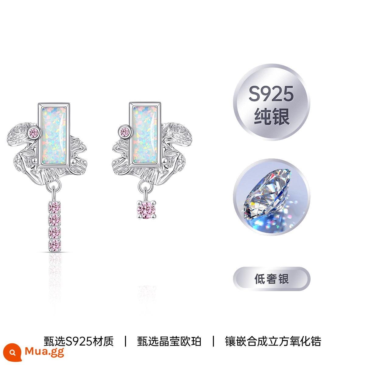 Khuyên tai bạc sterling cao cấp 2022 thời trang mới bông tai bất đối xứng hợp thời trang - Bông Tai Thorn Opal - Bạc Cao Cấp Thấp