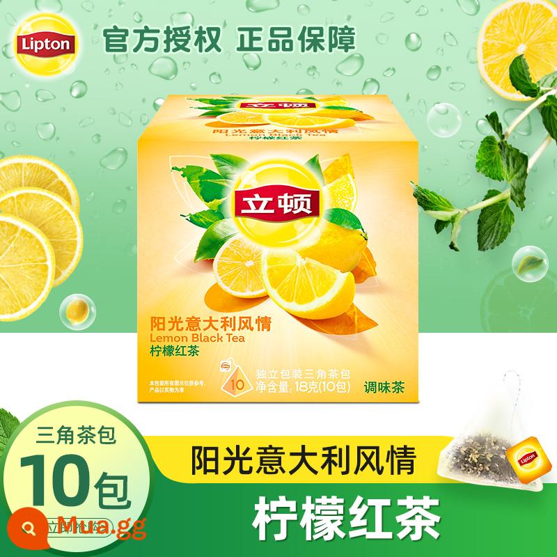 Lipton trà xanh chanh bạc hà Maroc 10 gói độc lập túi tam giác bong bóng xoài đào trái cây trà văn phòng - [Sunshine Italy] Trà đen chanh 1 hộp