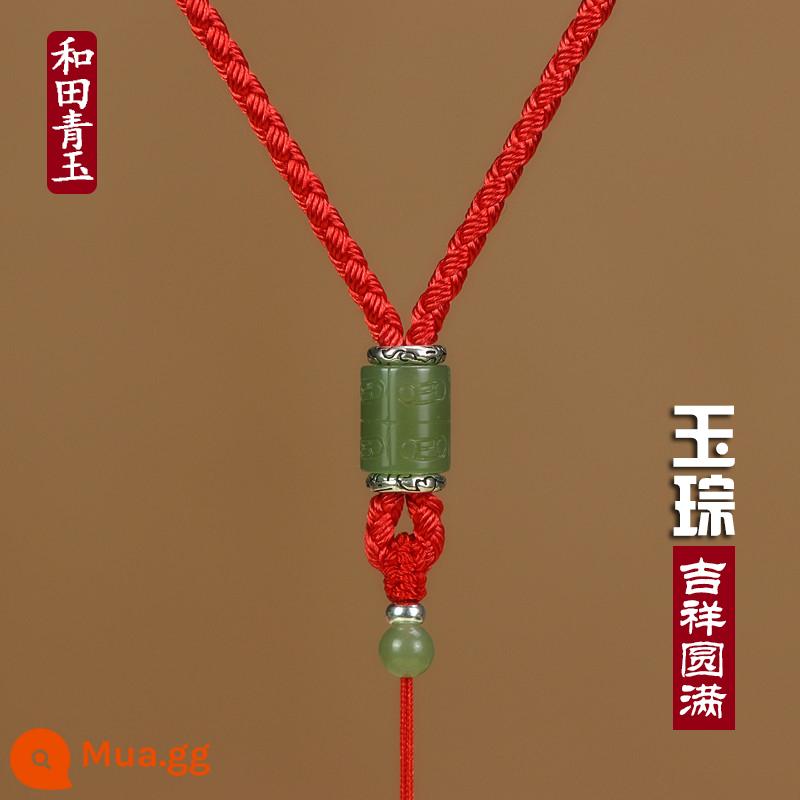 Jade Cong và Tianyu Mặt Dây Thừng Vòng Cổ Handmade Dây Dày Mặt Dây Ngọc Ngọc Dây Buộc Dây Có Thể Điều Chỉnh Vảy Rồng Dây Bện 12 Sợi - Màu đỏ (quả xanh)