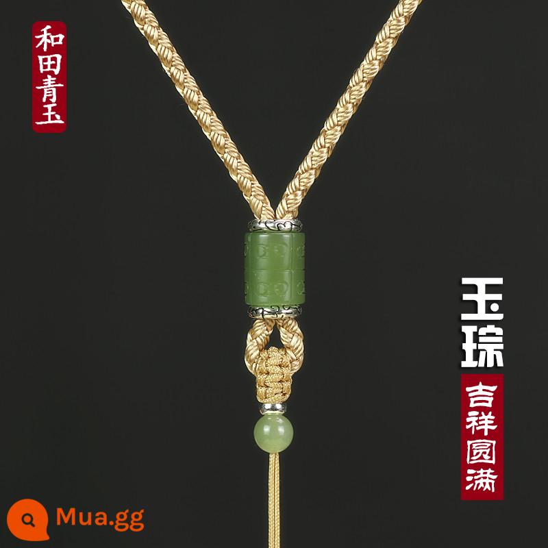 Jade Cong và Tianyu Mặt Dây Thừng Vòng Cổ Handmade Dây Dày Mặt Dây Ngọc Ngọc Dây Buộc Dây Có Thể Điều Chỉnh Vảy Rồng Dây Bện 12 Sợi - Màu vàng nghệ (quả xanh)