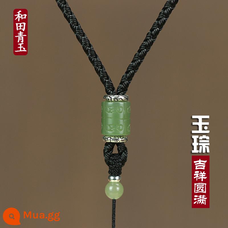 Jade Cong và Tianyu Mặt Dây Thừng Vòng Cổ Handmade Dây Dày Mặt Dây Ngọc Ngọc Dây Buộc Dây Có Thể Điều Chỉnh Vảy Rồng Dây Bện 12 Sợi - Màu đen (trái cây xanh)