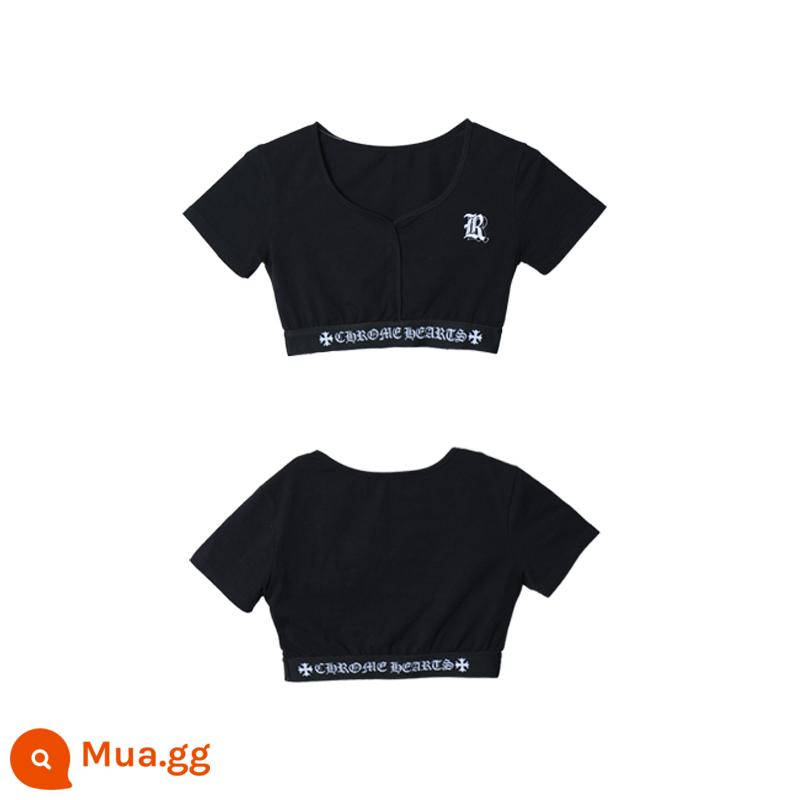 CBX Original Tide Brand Black Short Rốn Jazz Suit Nữ Âu Mỹ Spice Girls Quần thể thao khiêu vũ ngắn tay thẳng - [Giao ngay] Áo đen [giao hàng trong 48 giờ]