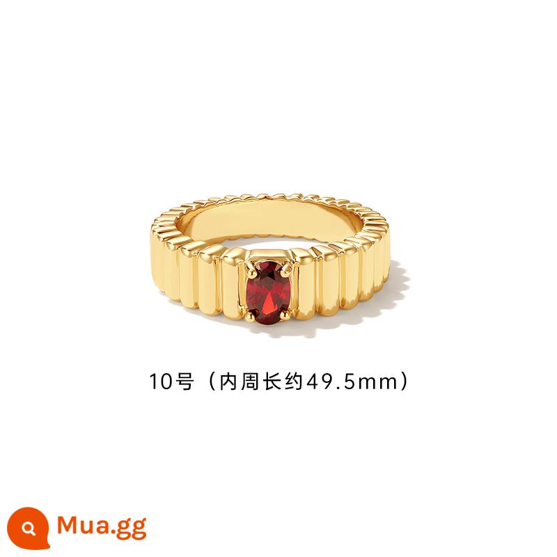 Nhẫn đá quý mạ vàng 18K giống phong cách của Sun Yi dành cho nữ, ánh sáng sang trọng, cao cấp, cảm giác thời trang, cá tính, nhẫn đuôi đa năng, nhẫn - Nhẫn đá oval đỏ Garnet 10#