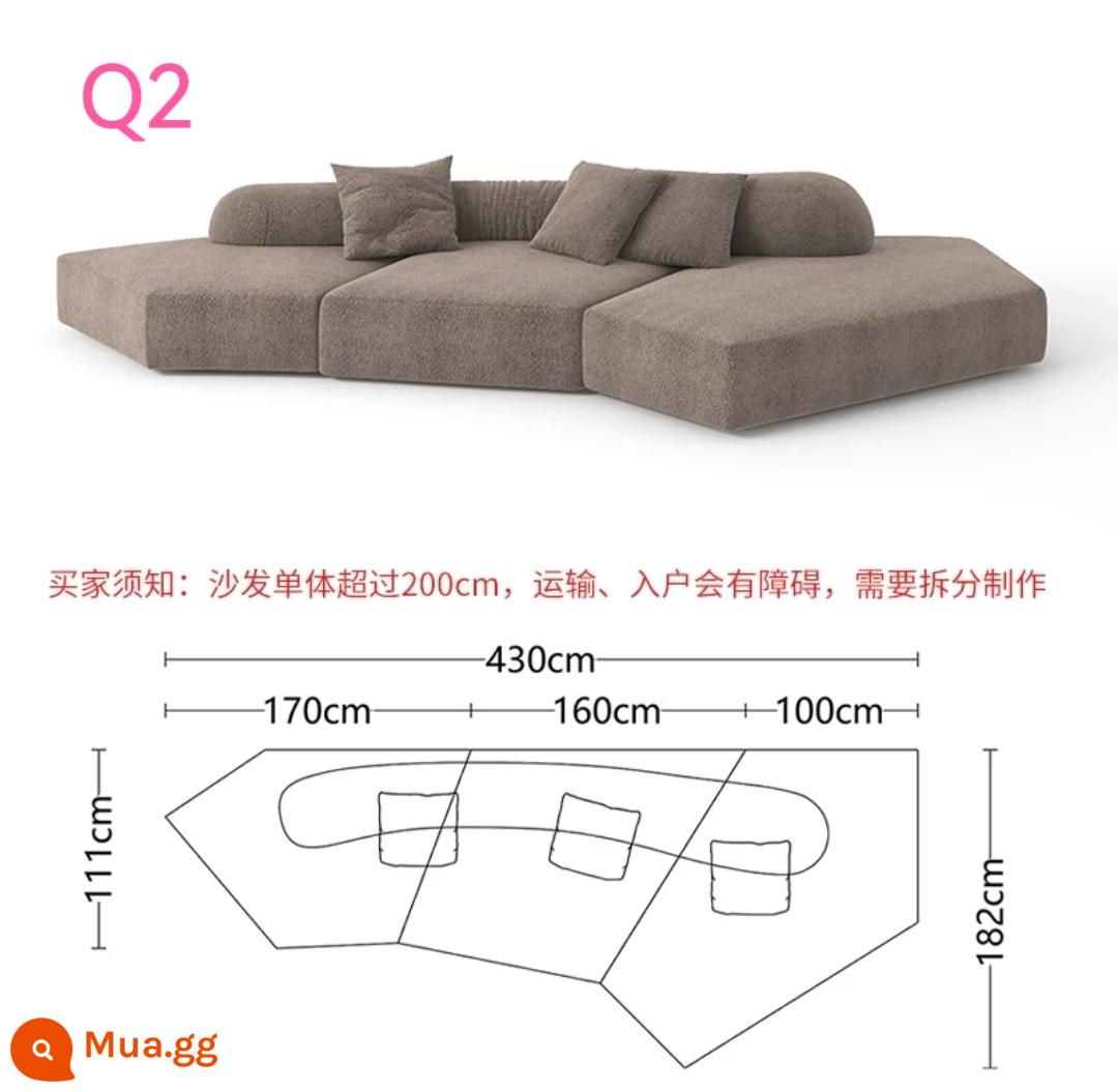 Biệt thự sang trọng ghế sofa đá cao cấp phong cách Jingji căn hộ nhỏ nhà thiết kế sáng tạo vải hình đặc biệt kiểu kem có thể tháo rời và giặt được - Bảo hành mười năm* Kết hợp Q2